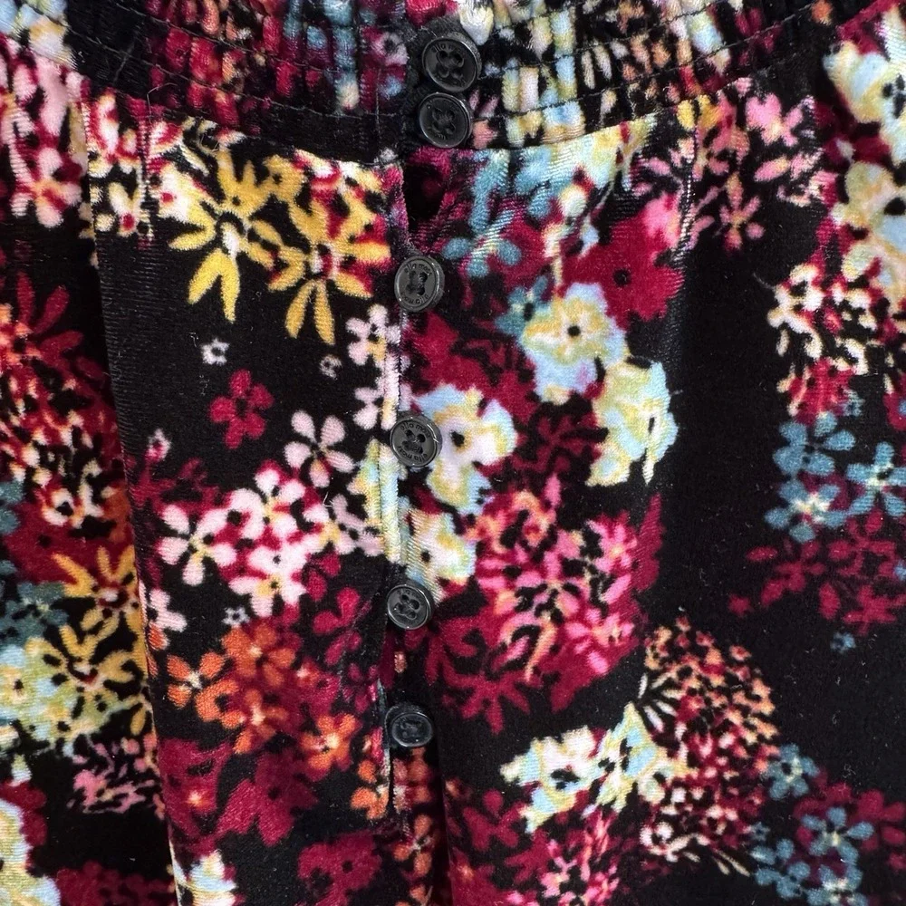 Ella Moss Floral Velvet Mini Dress Long Sleeves Smocked Waist Girls Size 14 #073